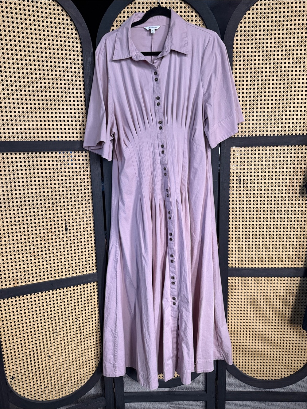 Banana Republic Light Mauve Button-Front Midi Dress